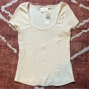 Maeve Anthropologie Ivory Short Sleeve Top